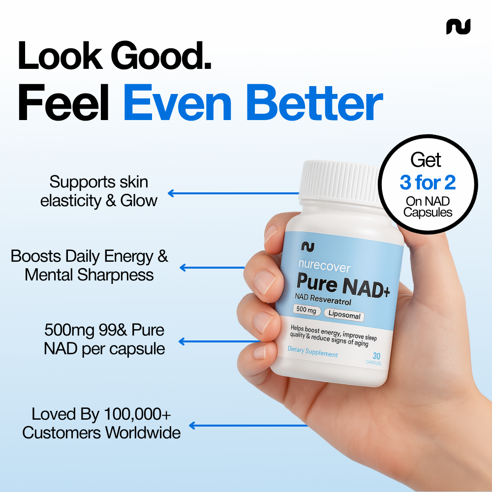 Nurecover® Pure NAD+ avec Resveratrol 500mg Capsules